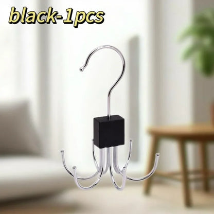360° Rotating Storage Hanger Hook Multi-Claw Bag Metal Belts Rack Wooden Organizer for Bras Ties Scarves Household Closet