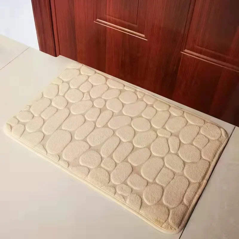 Mat Non Slip Carpets Cobblestone Embossed Bathroom Bath In Wash Basin Bathtub Side Floor Rug Shower Room Doormat Memory Foam 1Pc
