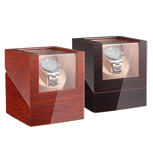 JUNMUMUKEJI Wooden Watch Winder for Automatic Watches Mechanics Watch Box Automatic Winder Use USB Cable / with Battery Option