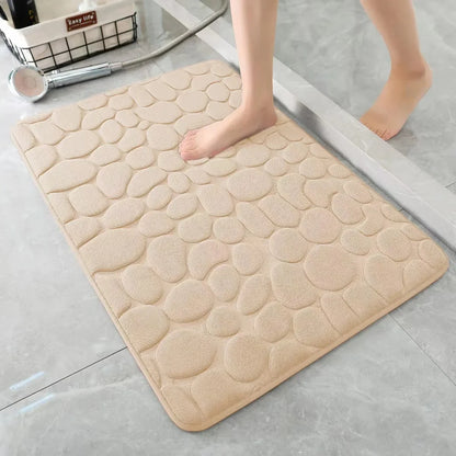 Mat Non Slip Carpets Cobblestone Embossed Bathroom Bath In Wash Basin Bathtub Side Floor Rug Shower Room Doormat Memory Foam 1Pc