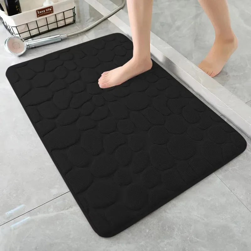 Mat Non Slip Carpets Cobblestone Embossed Bathroom Bath In Wash Basin Bathtub Side Floor Rug Shower Room Doormat Memory Foam 1Pc