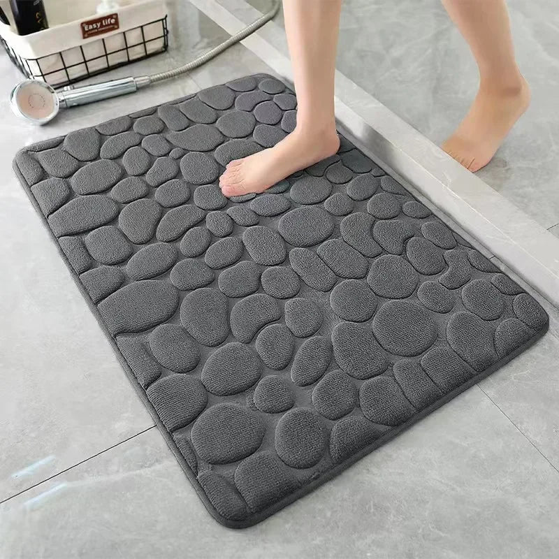 Mat Non Slip Carpets Cobblestone Embossed Bathroom Bath In Wash Basin Bathtub Side Floor Rug Shower Room Doormat Memory Foam 1Pc